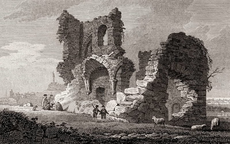 Ruins of St Anthony's Chapel, Edinburgh, Scotland, 19th century, Views in Edinburgh by J. & H. S. Storer