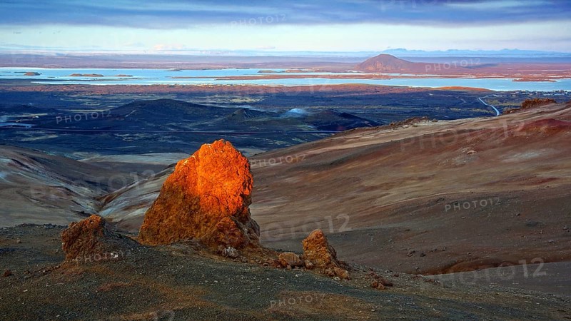 Europe, Scandinavia, Iceland, Namaskard, volcanism, view of Mynatn, mosquito lake