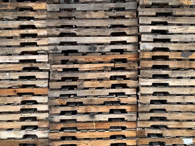 Abstract of Stacked Wooden Pallets