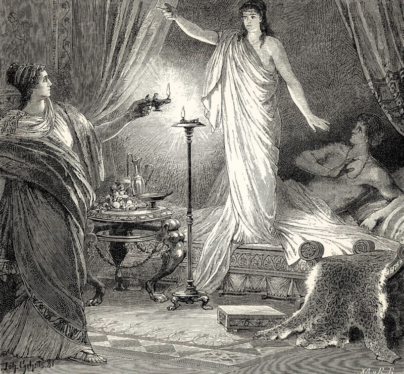 Scene from THE BRIDE OF CORINTH, Die Braut von Korinth, a ballad by Johann Wolfgang von Goethe