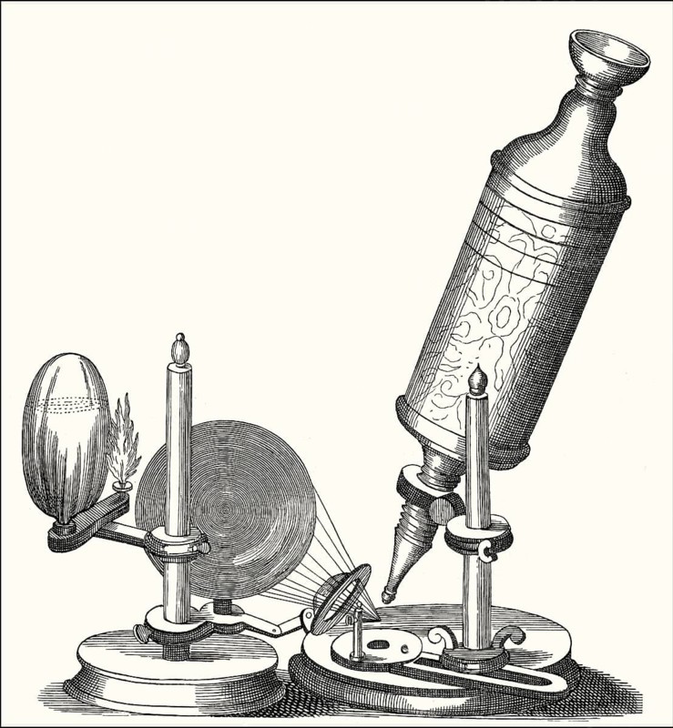 Old microscope, 17h century