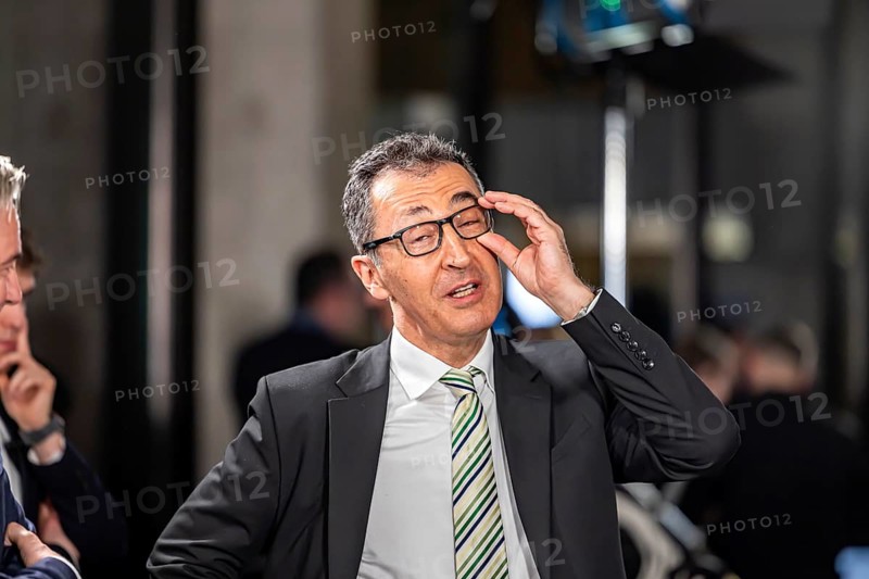 2026 state election in Baden-Württemberg. Election night in the state parliament. Cem Özdemir, leading candidate of the Alliance 90-The Greens party. Stuttgart, Baden-Württemberg, Germany
