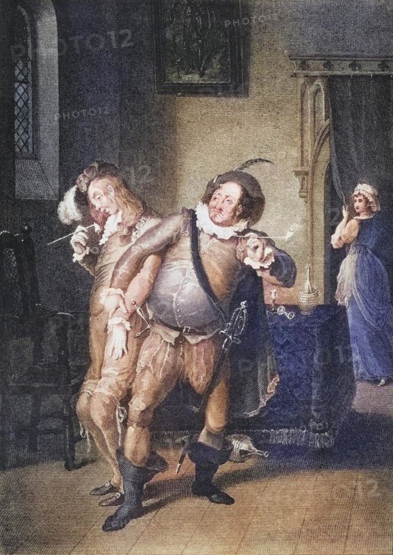 Twelfth night, or, what you will. Act II. Scene III. Olivia's house. Sir Toby Belch, Sir Andrew Aguecheek and Maria. From the Boydell Shakespeare Gallery, published at the end of the 19th century, Historic, digitally restored reproduction from a 19th century original, Record date not stated