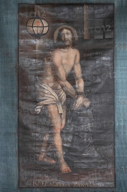 Lenten cloth, mid-18th century, in the parish church of Maria am Sand, 15th century, Vintlerweg, Milland, Province of Bolzano, South Tyrol