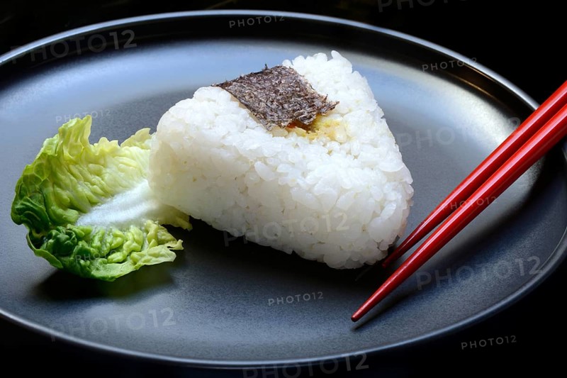 Onigiri, Japanese rice on plate, rice balls