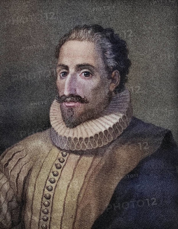 Miguel Saavedra de Cervantes, 1547-1616, Spanish writer, Illustration from the book The Masterpiece Library of Short Stories, Historical, digitally restored reproduction from a 19th century original, Record date not stated