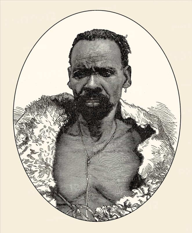 Sekhukhune or Matsebe Sekhukhune, 1814–1882, king of the Bapedi of Sekhukhuneland, From British Battles on Land and Sea, by James Grant