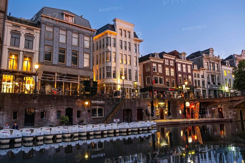 Gastronomy on the Oude Gracht in the city centre of Utrecht, Netherlands