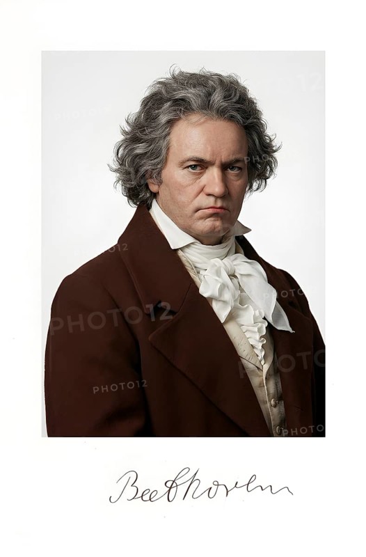 Ludwig van Beethoven, symbolic image musician, artist, composer, head, portrait, music history, classical music, composition, symphony, ode to joy, historical illustration, digitally edited