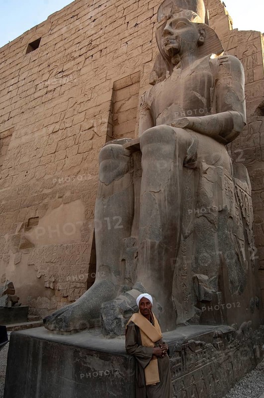Luxor, Egypt. February 12th 2009 Stone statue Pharaonic inscriptions at the ancient Egyptian ruins beside the Nile at Luxor, Egypt