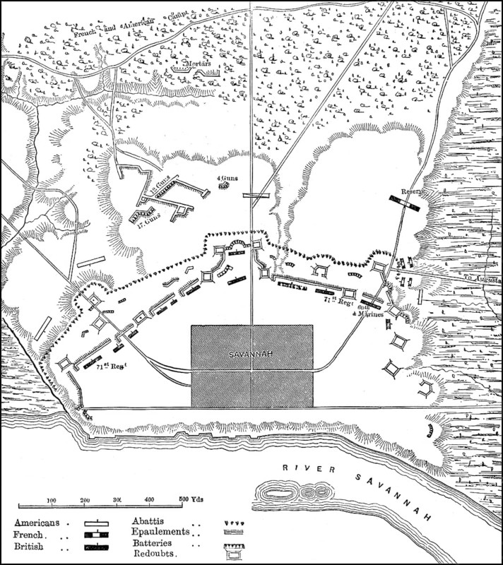Plan of the siege of Savannah, 1779, American Revolutionary War