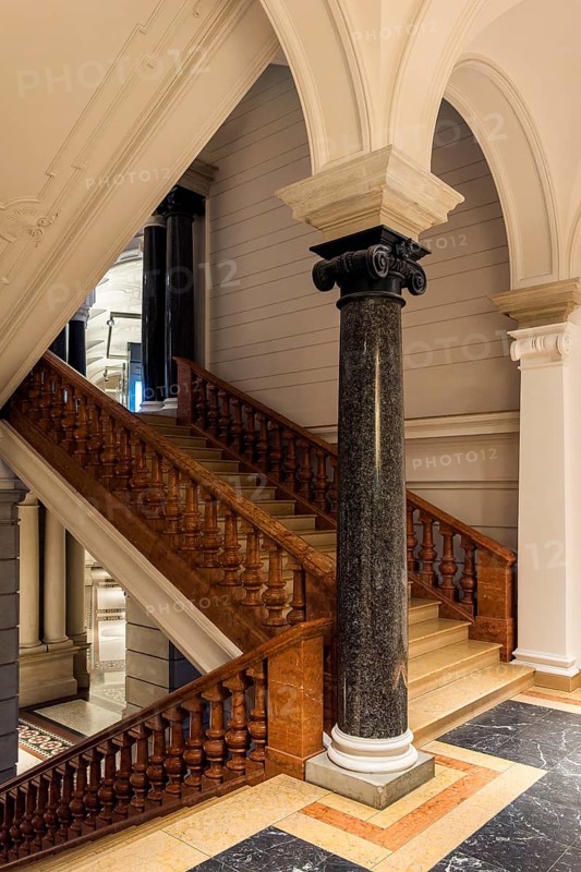 Restored staircase, interior design in the Museum of Communication on Leipziger Straße in Berlin Mitte, Classicism, Berlin, Germany