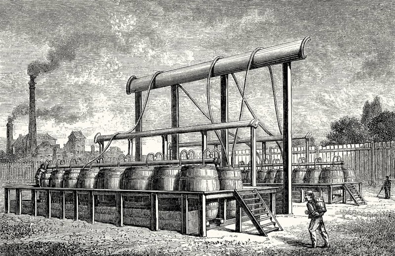 Battery to prepare pure hydrogen, 19th century