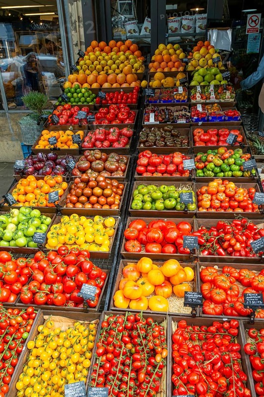 Display outside Bora and Sons, Fruit and Vegetables shop, East Dulwich, London, England, UK