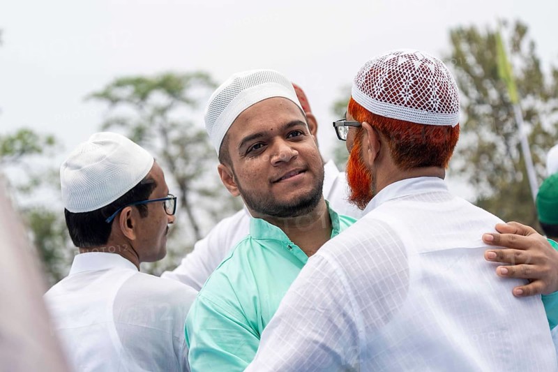 Muslims greets eachother after attend to Eid al-Fitr prayer at Eidgah, on March 21, 2026 in Guwahati, India. Muslims make up a sizeable minority of India's population and celebrate Eid along with muslims across the world at the end of Ramadan