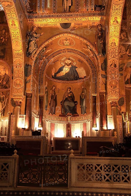 City of Palermo, Palazzo Reale, Royal Palace, also called Palazzo dei Normanni or Norman Palace, in the sanctuary of the Cappella Palatina, UNESCO World Heritage Site, Sicily, Italy