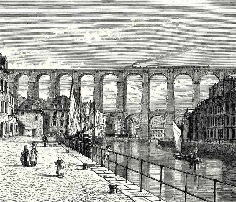 Viaduc de Morlaix, Morlaix, Finistère department of Brittany in northwestern France, 19th century