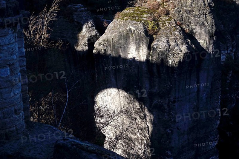 Elbe Sandstone Mountains, bastion area, winter, Saxony, Germany