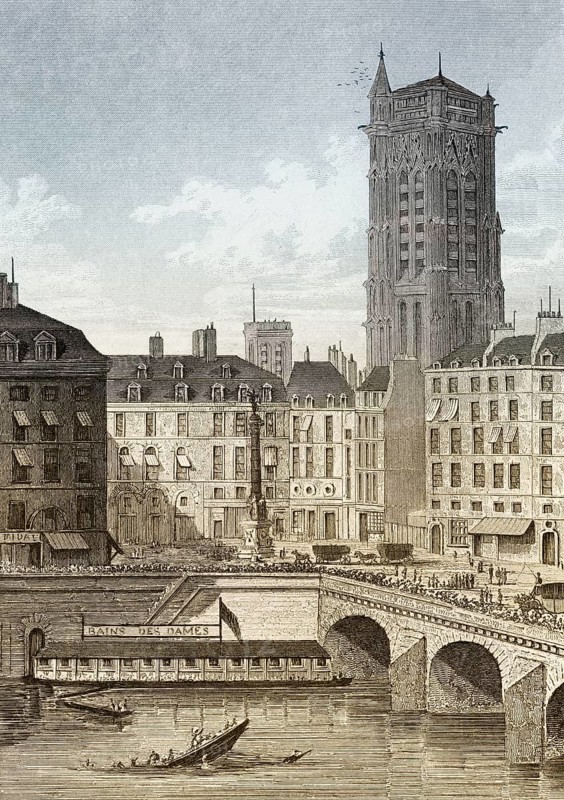 The Place du Châtelet, Paris, antique steel engraved print, 1831