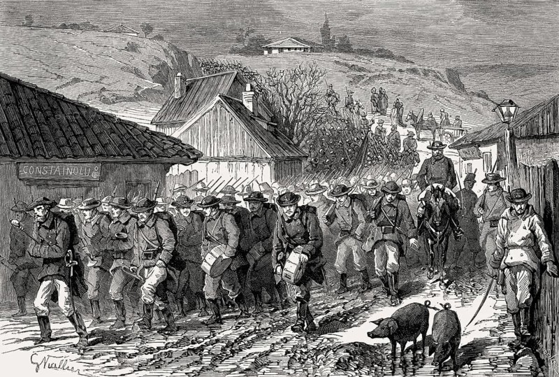 Romanian troops at Gala?i, Romania, Russo-Turkish War (1877–1878)