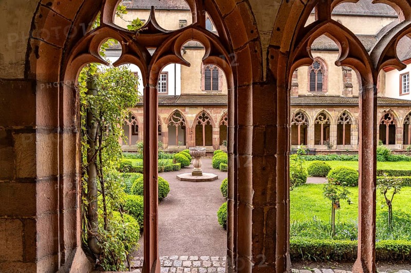 Cloister garden and cloister of the former Augustinian monastery in Landau in der Pfalz, Rhineland-Palatinate, Germany