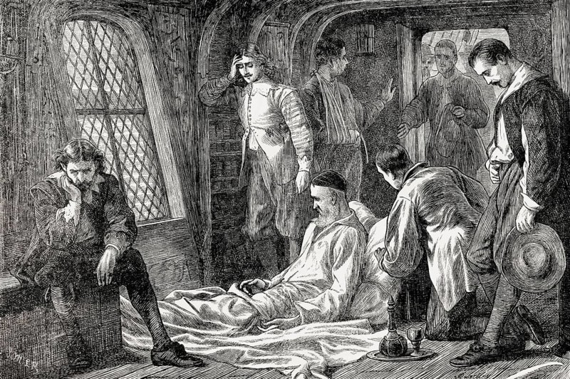 Death of Robert Blake, 1599, 1657, an English admiral, From British Battles on Land and Sea, by James Grant