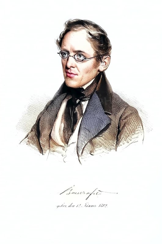 Eduard von Bauernfeld, pseudonyms Rusticocampius, Feld, (born 13 January 1802 in Vienna, died 9 August 1890 in Oberdöbling near Vienna) was an Austrian writer, Historical, digitally restored reproduction from a 19th century original, Record date not stated