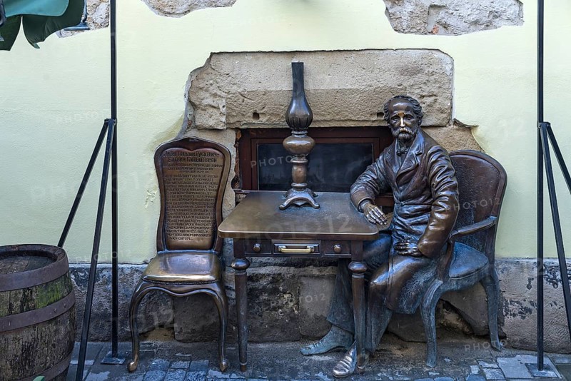 Sculpture by the inventor of the gas lamp Ihnziy Lukasevych, Lviv, Ukraine