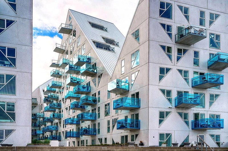 Europe, Denmark, Iceberg residential complex in Aarhus, Aarhus, Denmark