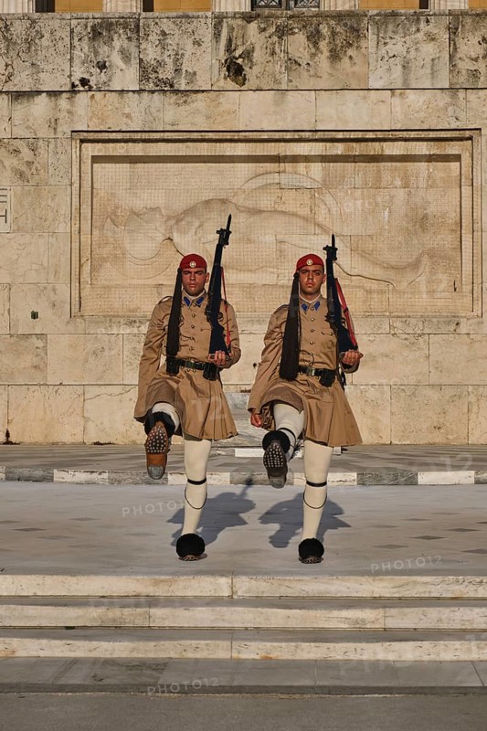 ATHENS, GREECE, MAY 20, 2010: Changing of the presidential guard Evzones in front of the Monument of the Unknown Soldier near Greek Parliament, Syntagma square, Athenes, Greece