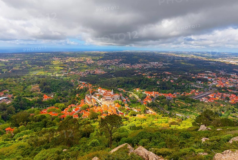 Sintra town, high angle view, Sintra, Portugal