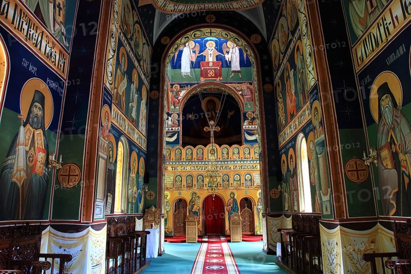 Freken in the interior, Sfantul Ilie Paltinul monastery, Holy Prophet Elias Paltinul monastery, Manastirea Sfântul Prooroc Ilie, a Romanian Orthodox monastery near Piscul Negru right on the famous Transfagarasan high road in Romania