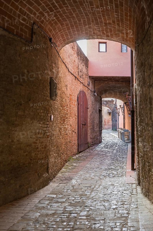 In the medieval old town centre of Certaldo, Tuscany, Italy