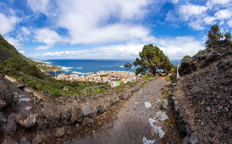 Camino hiking trail with view of Garachico, Tenerife, Canary Islands, Atlantic, Spain