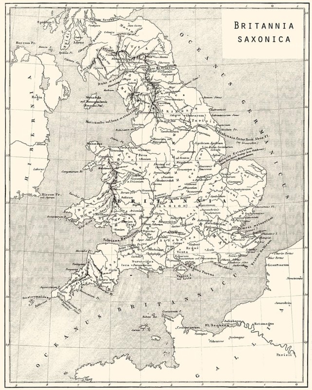 Karte des alten angelsächsischen Britanniens