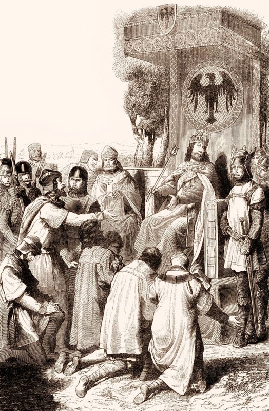 Saxon noblemen together with Henry IV, after the First Battle of Langensalza on 9 June 1075