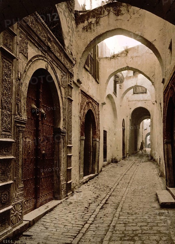 Street of Treasures, Tunis, Tunisia, c. 1895, Historical, digitally restored reproduction from a 19th century original, Record date not stated