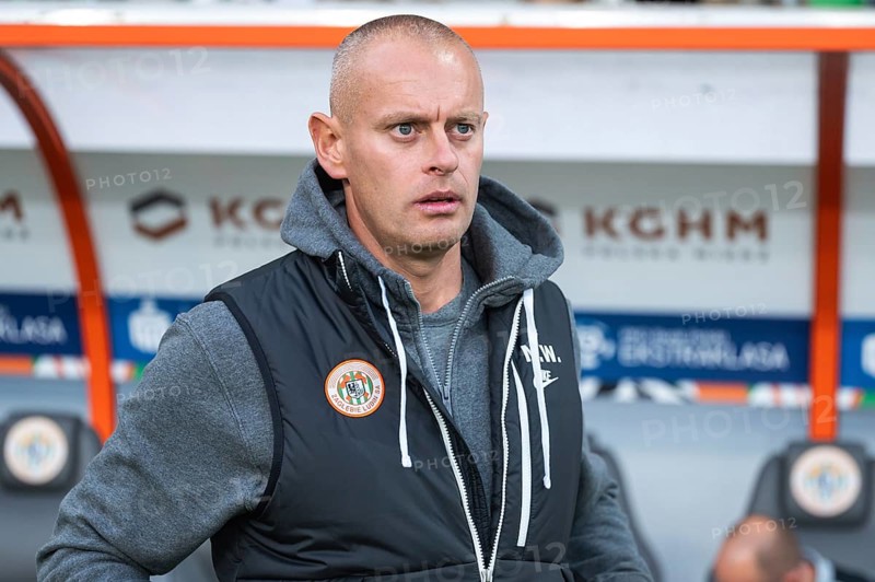 LUBIN, POLAND - OCTOBER 19, 2024: Football match Polish PKO Ekstraklasa between KGHM Zaglebie Lubin vs Jagiellonia Bialystok. Head coach of Zaglebie Marcin Wlodarski.
