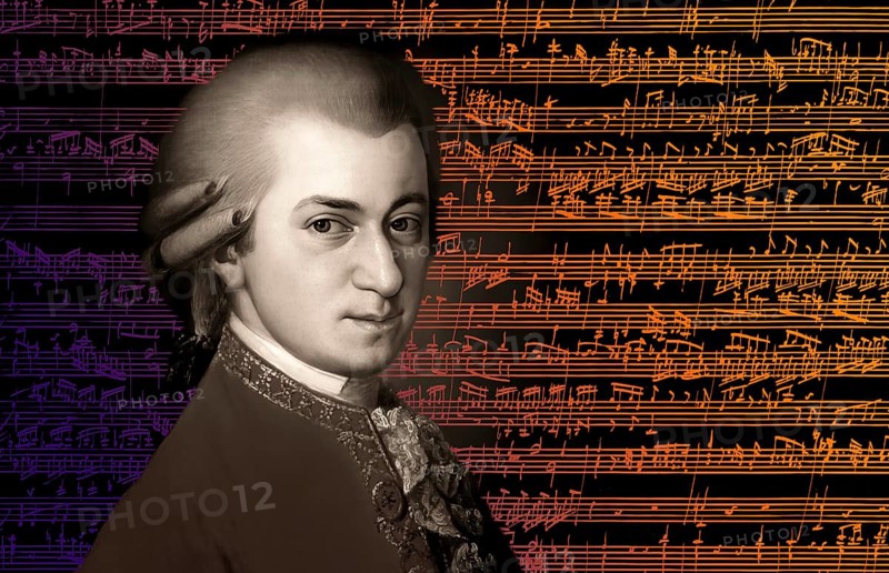 Wolfgang Amadeus Mozart, 1756 – 1791, composer of classical music, First Viennese School, notesheet from Allegro and Andante, Fantasy in F minor for mechanical organ, KV 608, 1791, digitally edited