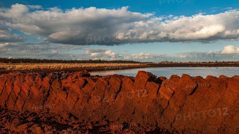 Peat mining in Goldenstedter Moor, Goldenstedt, Lower Saxony, Germany