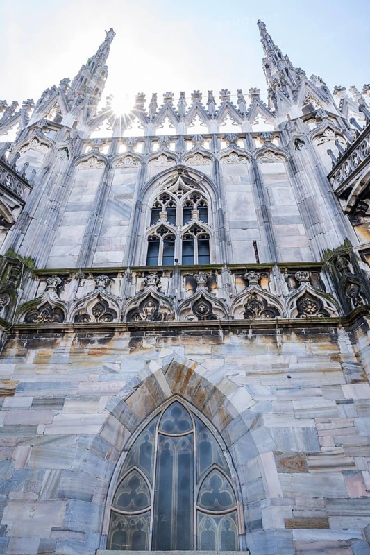 Details of the Milan Cathedral on a sunny day, Milan, Italy