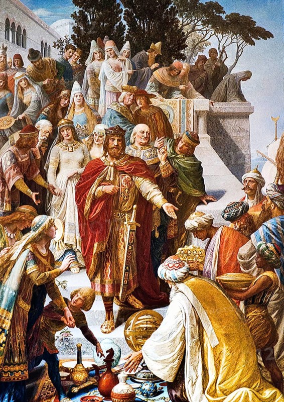Frederick II's court in Palermo, mural in the Kaisersaal Goslar by Hermann Wislicenus, Lower Saxony, Germany