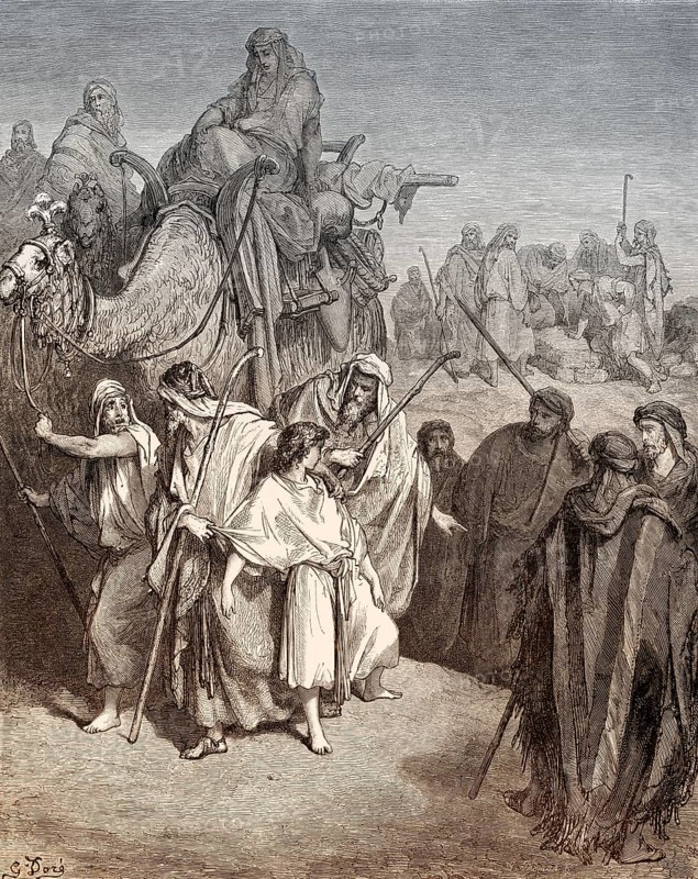Joseph Is Sold by His Brothers, woodcut by Gustave Doré