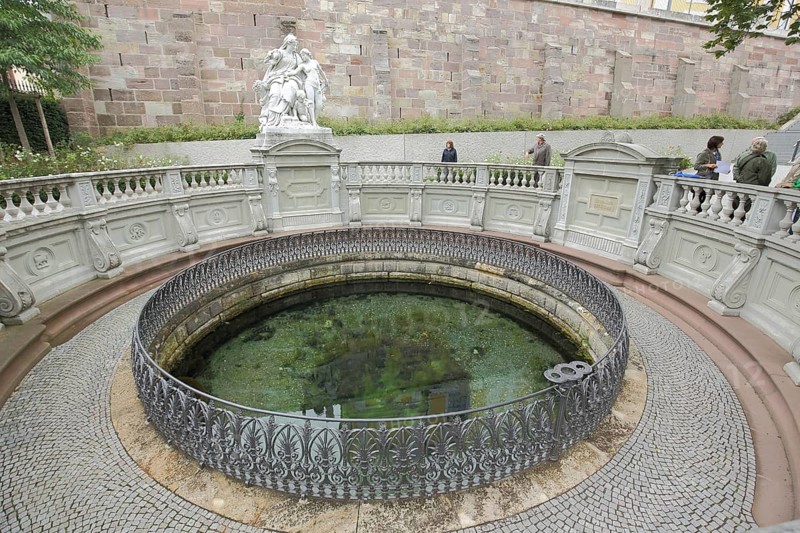 Water basin with Danube spring, Donaueschingen, Southern Black Forest, Black Forest, Baden-Württemberg, Germany