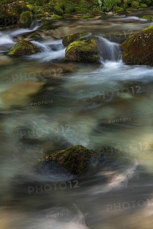 Flowing water of the Schwarzbach creek, Golling Waterfall, Golling an der Salzach