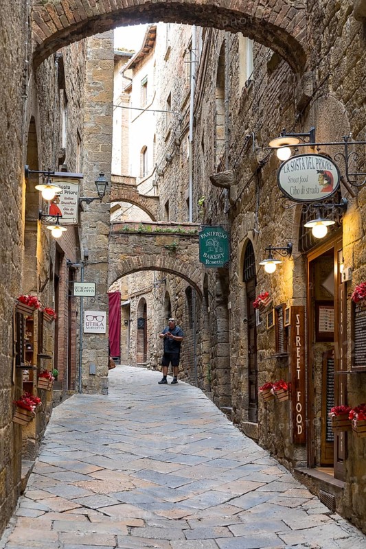 Typical street in the historic centre of Volterra, province of Pisa, Tuscany, Italy