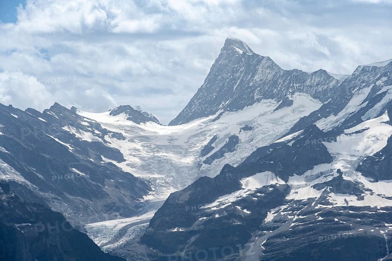 Finsteraarhorn glaciers and peaks, Bernese Alps, Bernese Oberland, Switzerland