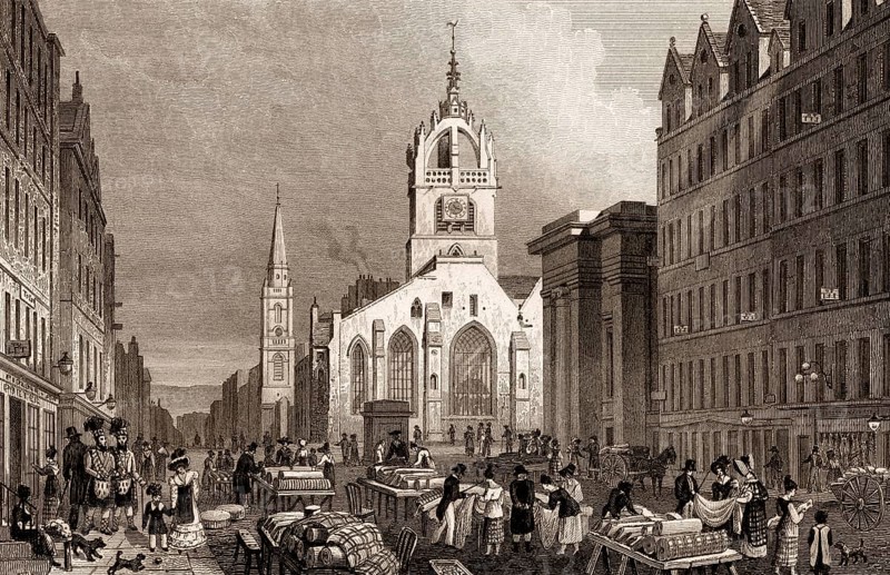 St Giles' Church, County Hall and Lawn Market, High Street, Edinburgh, Scotland, 19th century, from Modern Athens by Th. H. Shepherd