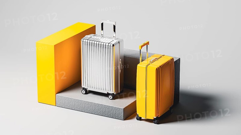 A collection of shining suitcases stands against a neutral backdrop, inviting thoughts of new adventures and exciting journeys to distant places