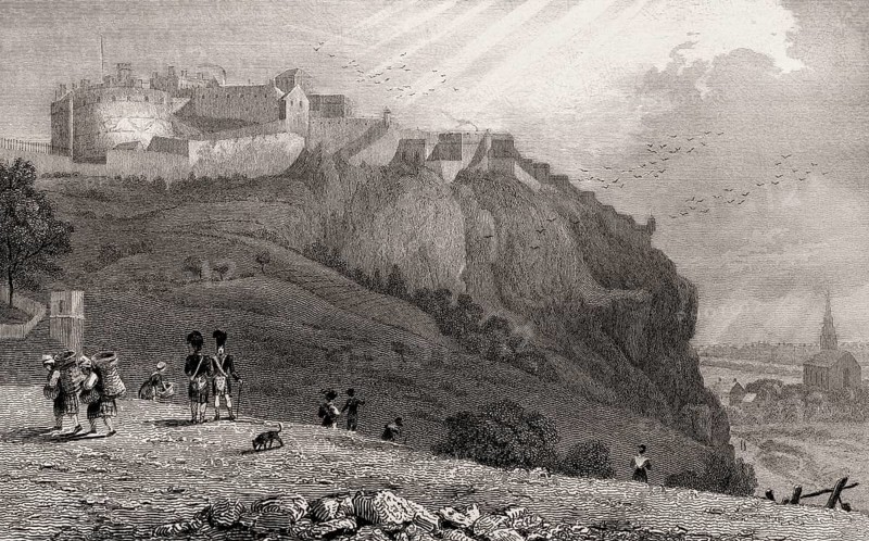 The Castle, from The Mound, Edinburgh, Scotland, 19th century, from Modern Athens by Th. H. Shepherd